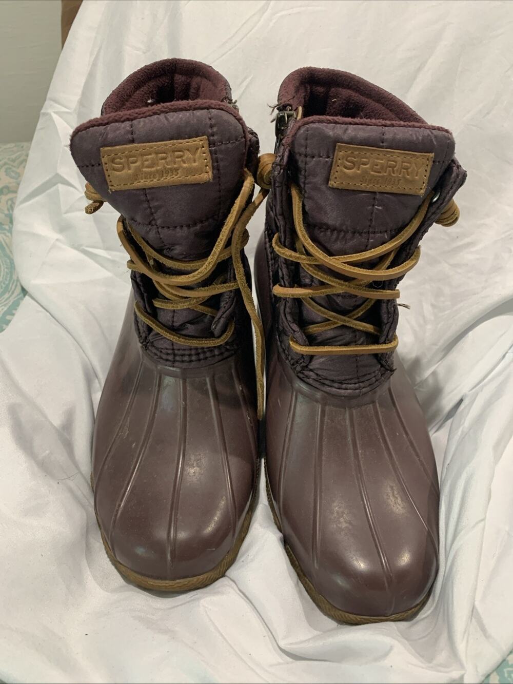 Sperry Women's Purple Waterproof Rubber Boots Size 8M Zipper Side